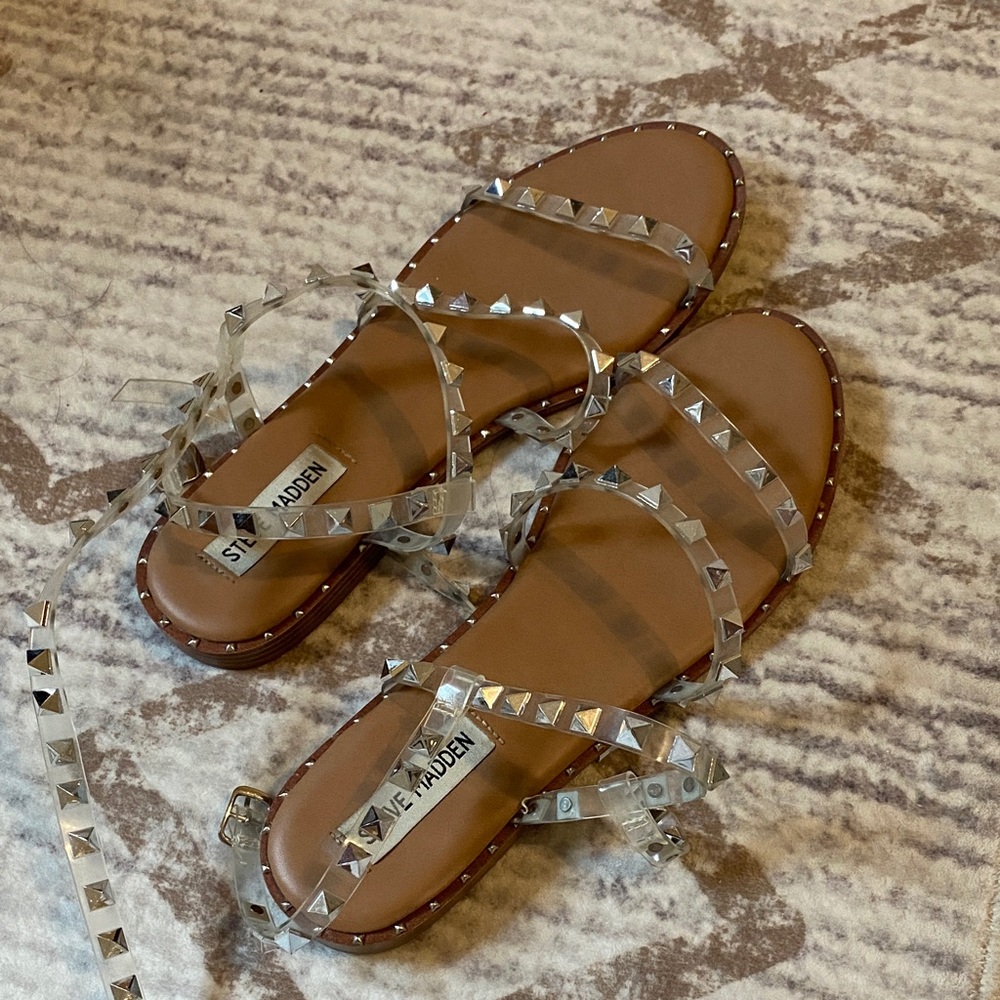 Steve Madden Tan Sandals with Silver Studs
